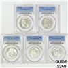 Image 1 : (5) 1962-D Franklin Half Dollars PCGS MS63 FBL