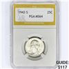 Image 1 : 1942-S Washington Silver Quarter PGA MS64