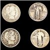 Image 1 : (4) Varied US Silver Quarters (1901-O, 1905, 1924,