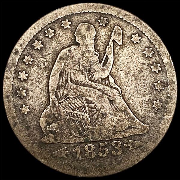 1853 Arws & Rays Seated Liberty Quarter LIGHTLY CI