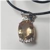 Image 1 : BZ1490-182 SILVER QUARTZ AND CZ WITH LEATHER