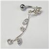 BZ1490-168 SILVER CZ BELLY BUTTON