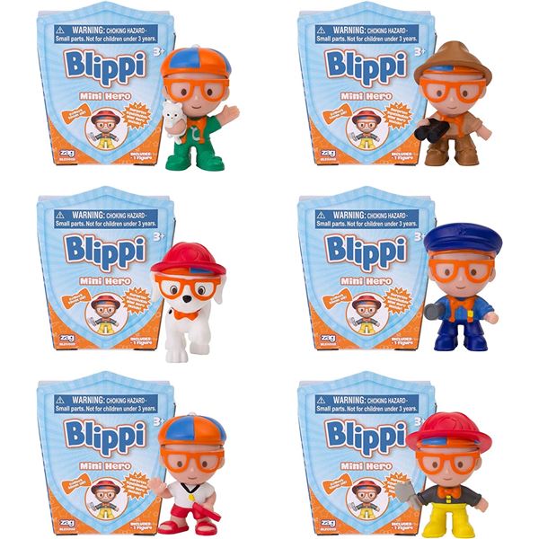 NEW 6 PACK OF BLIPPI MINI HERO COLLECTIBLE FIGURES