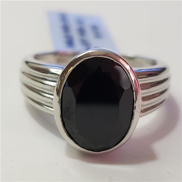 JP933-115 6.9CTSILVER BLACK SPINEL SIZE 10 RING