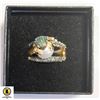 .925 SILVER STAMPED FROG PEARL RING