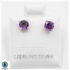 Image 1 : #261-UNHEATED AMETHYST STUD EARRINGS