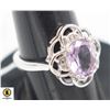 Image 1 : #126-UNHEATED AMETHYST & CZ RING SIZE 6.25