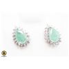 Image 1 : #117-UNHEATED GREEN EMERALD & CZ EARRINGS