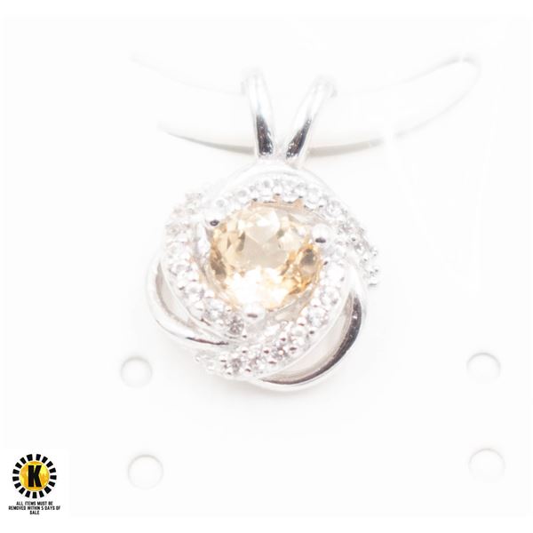 #29-YELLOW CITRINE & CZ PENDANT