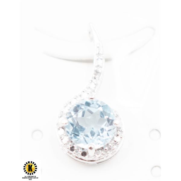 #22-SKY BLUE TOPAZ & CZ PENDANT
