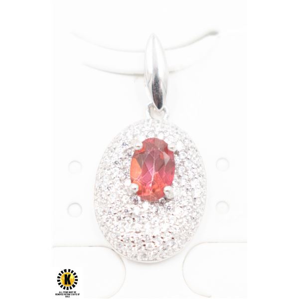#80-MYSTIC PINK TOPAZ & CZ PENDANT