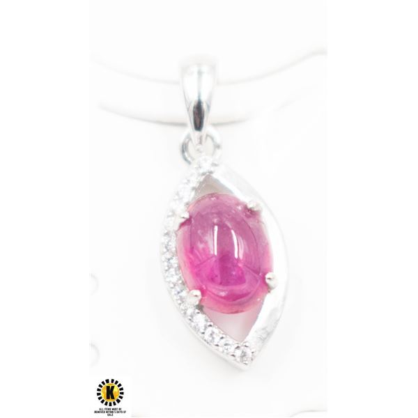 #86-HEATED RED RUBY & CZ PENDANT