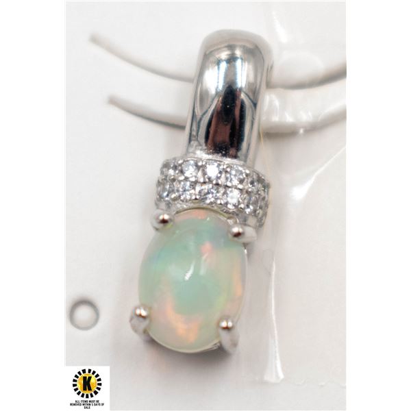 #92-UNHEATED EITHOPIA OPAL & CZ PENDANT