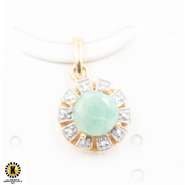 #17-GREEN EMERALD & CZ PENDANT