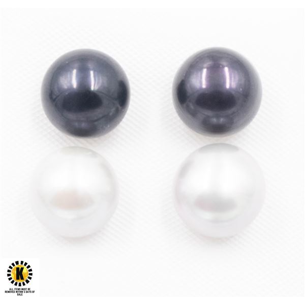 #64-NATURAL AKUYA PEARL EARRINGS 2 PAIRS