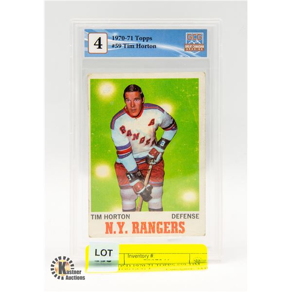 GRADED 1970-71 TOPPS #59 TIM HORTON GCG 4