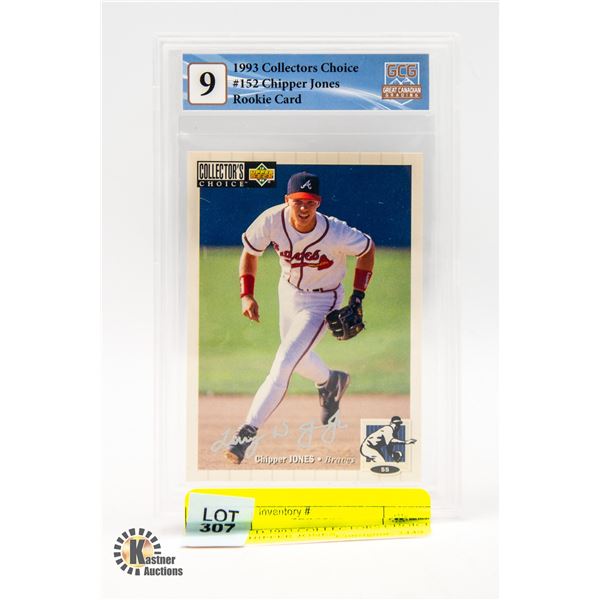 GRADED 1993 COLLECTORS CHOICE #152 CHIPPER JONES