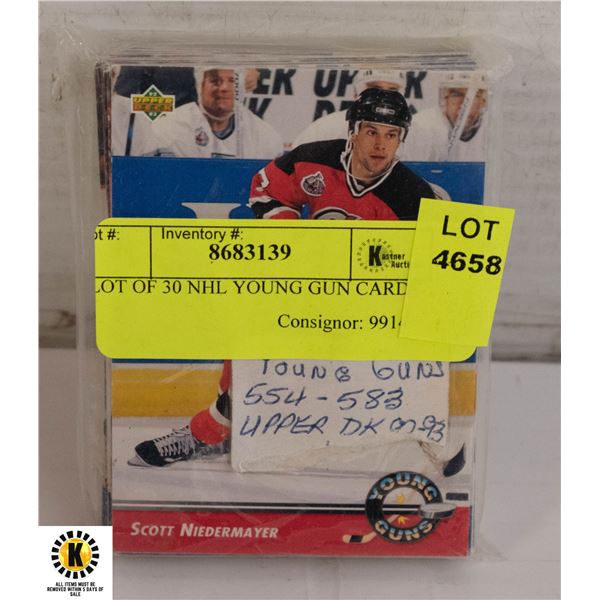LOT OF 30 NHL YOUNG GUN CARDS