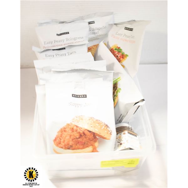 CLEAR BIN WITH 14 NEW EPICURE SEASONINGS -