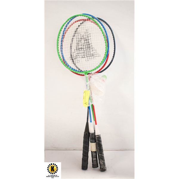 BUNDLE OF 4 BADMINTON RACKETS WITH 2