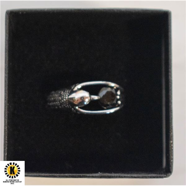 .925 SILVER STAMPED FALCON BIRD RING