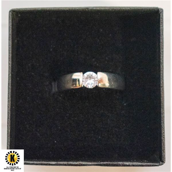 .925 SILVER STAMPED CUBIC ZIRCONIA RING