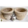 Image 1 : ANTIQUE CONCRETE GARDEN PLANTERS- SET OF 2-