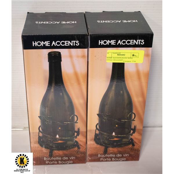 2 HOME ACCENTS PATIO WINE BOTTLE TEA-LIGHT