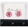 NEW PINK FLOWER DESIGN STUD EARRINGS