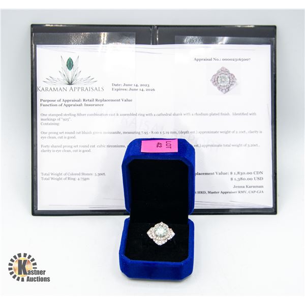 2.10 CT CENTER MOISSANITE VVS WITH 5.30 CT