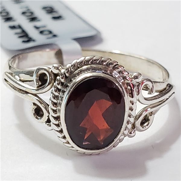 JP892-96 SILVER GARNET RING