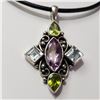 Image 1 : JP892-79 SILVER AMETHYST TOPAZ PERIDOT PENDANT
