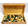 Image 1 : VINTAGE BONE WOODEN BASE CHESS SET