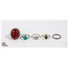 Image 1 : LOT OF FIVE STAMPED .925 SILVER RINGS (21.18G)