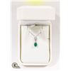 Image 1 : 10K WHITE GOLD NECKLACE WITH EMERALD