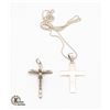 Image 1 : STAMPED .925 SILVER 26" CHAIN W. 2 CROSS PENDANTS