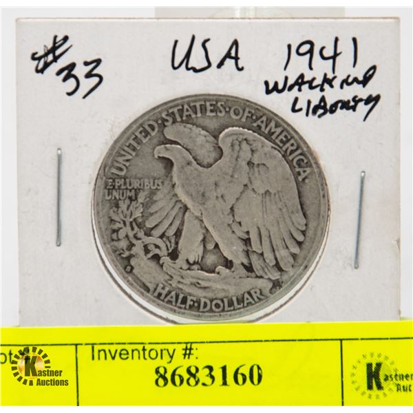 1941 U.S WALKING LIBERTY SILVER HALF DOLLAR