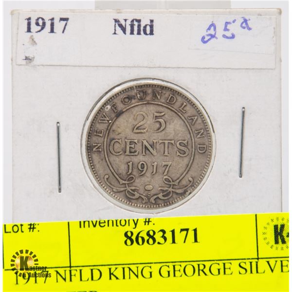 1917 NFLD KING GEORGE SILVER QUARTER