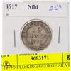 Image 1 : 1917 NFLD KING GEORGE SILVER QUARTER