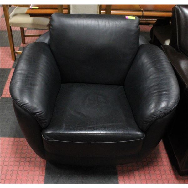 BLACK FAUX LEATHER SWIVEL CHAIR 39" X 32" X 33"