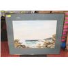 Image 1 : ORIGINAL FRAMED ART WATERCOLOR OCEAN SHORE