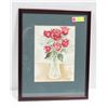 Image 1 : ORIGINAL FRAMED ART WATER COLOR FLORAL ROSES