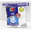 Image 1 : WHITE CREW SOCKS 6-12 SIZE 6-PACK