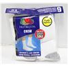 Image 1 : WHITE CREW SOCKS 6-12 SIZE 6-PACK