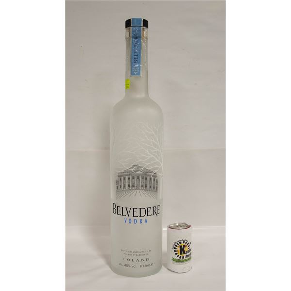 LARGE EMPTY BELVEDERE VODKA BOTTLE WITH GREEN