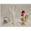 Image 1 : WHITE 3 BRANCH VASE/GOOD LUCK ROOSTER MADE IN