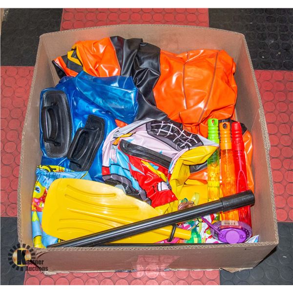 BOX WITH INFLATABLE POOL/BEACH FLOATERS