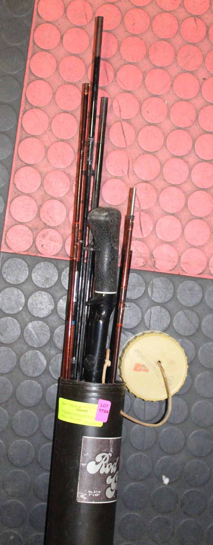 5 ASSORTED FISHING RODS WITH ROD GUARD CASE