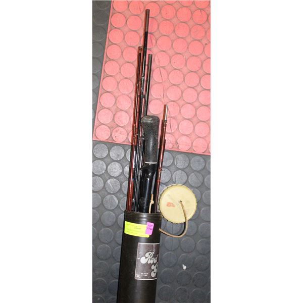 5 ASSORTED FISHING RODS WITH ROD GUARD CASE