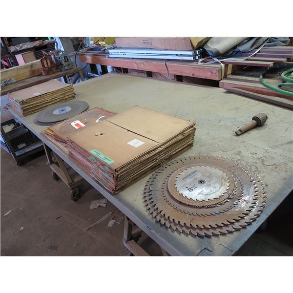 (S11) Rolling Table w/ Multiple Circular Saw Blades 